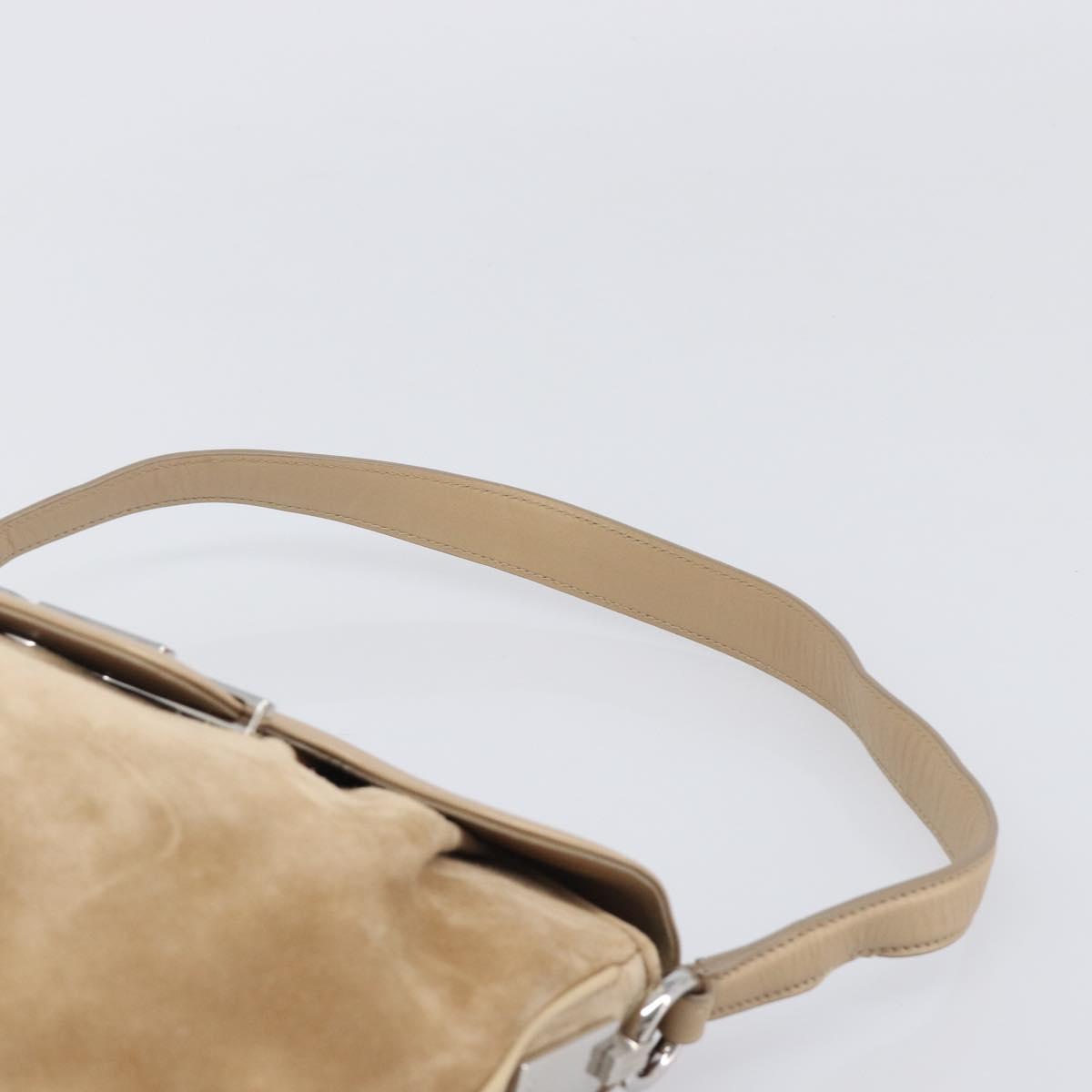 CARTIER PANTHERE Hand Bag Suede Beige Silver Auth 201200V