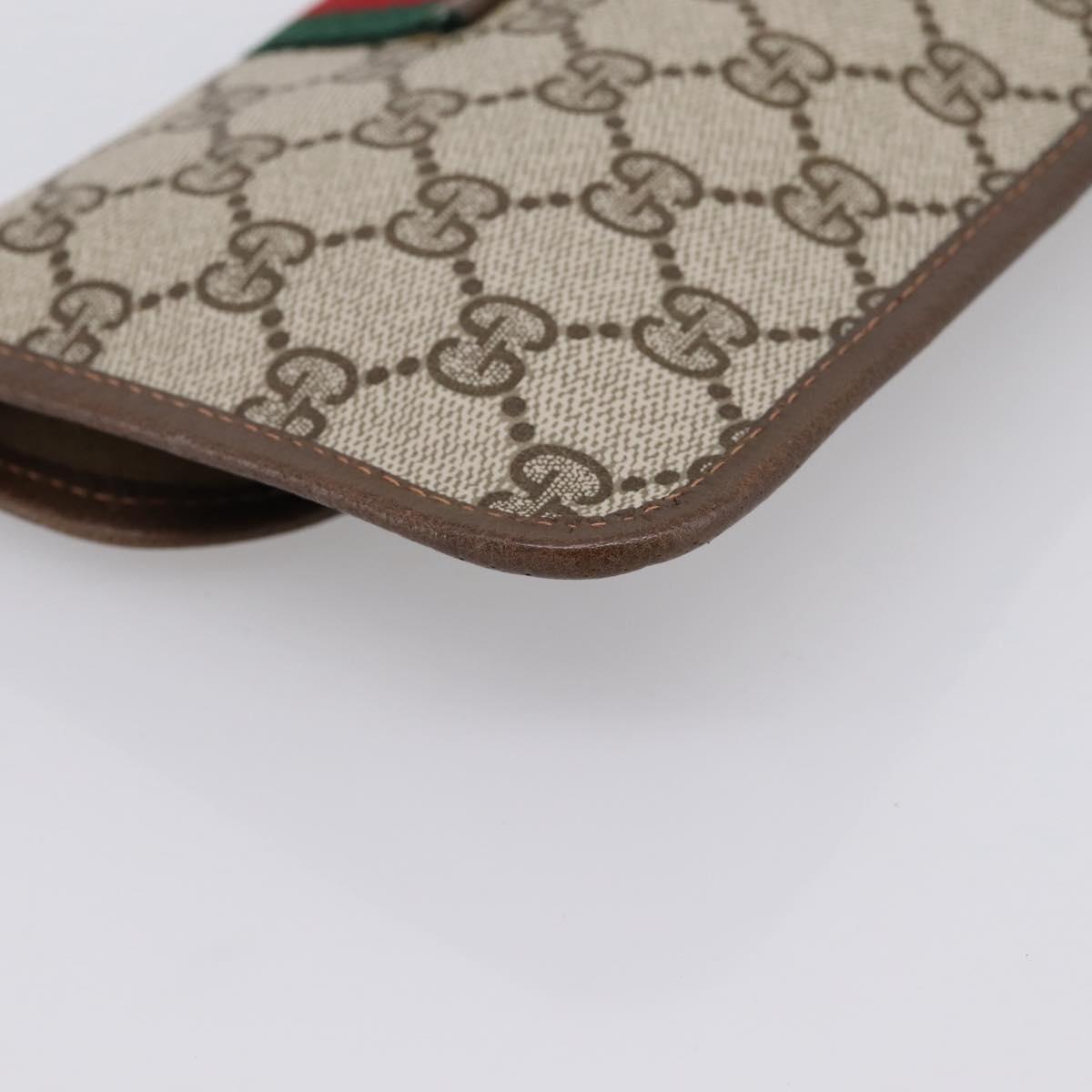 GUCCI GG Supreme Web Sherry Line Pouch PVC Beige Auth 201201A