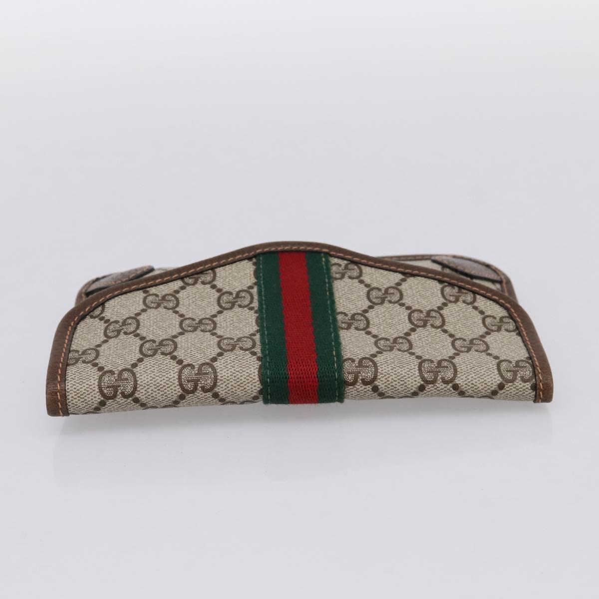 GUCCI GG Supreme Web Sherry Line Pouch PVC Beige Auth 201201A