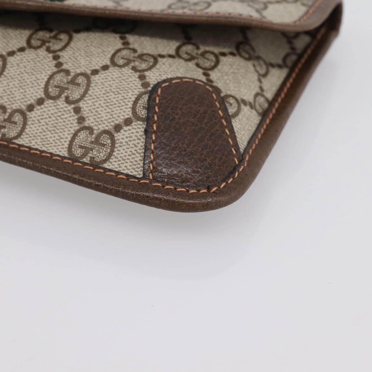GUCCI GG Supreme Web Sherry Line Pouch PVC Beige Auth 201201A