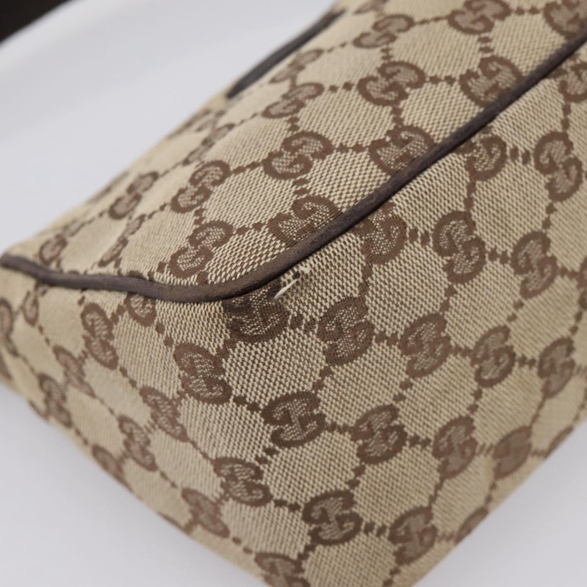 GUCCI GG Canvas Hand Bag Beige Gold Tone 106644 Auth 201203A