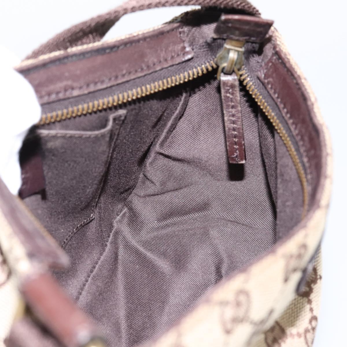 GUCCI GG Canvas Hand Bag Beige Gold Tone 106644 Auth 201203A