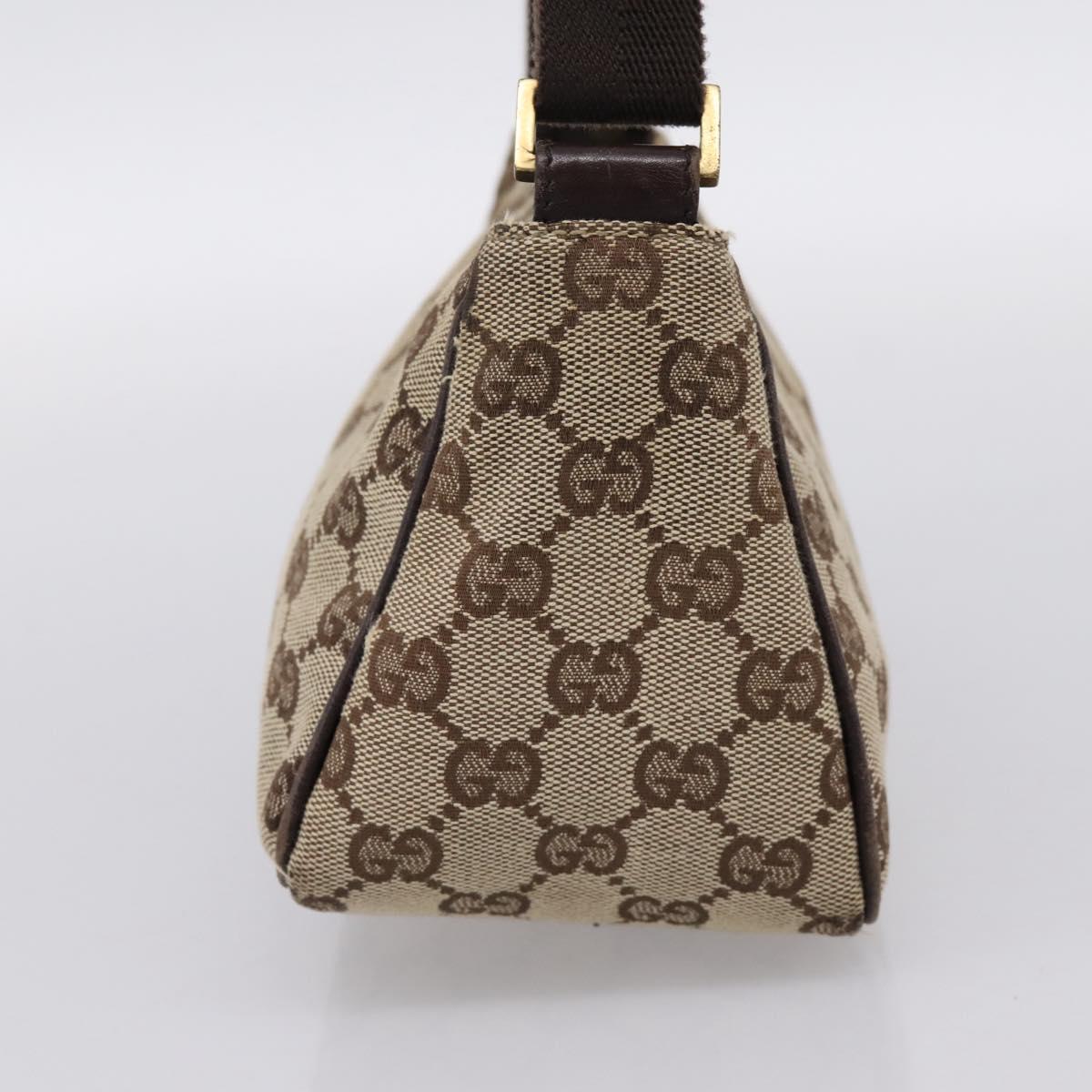 GUCCI GG Canvas Hand Bag Beige Gold Tone 106644 Auth 201203A
