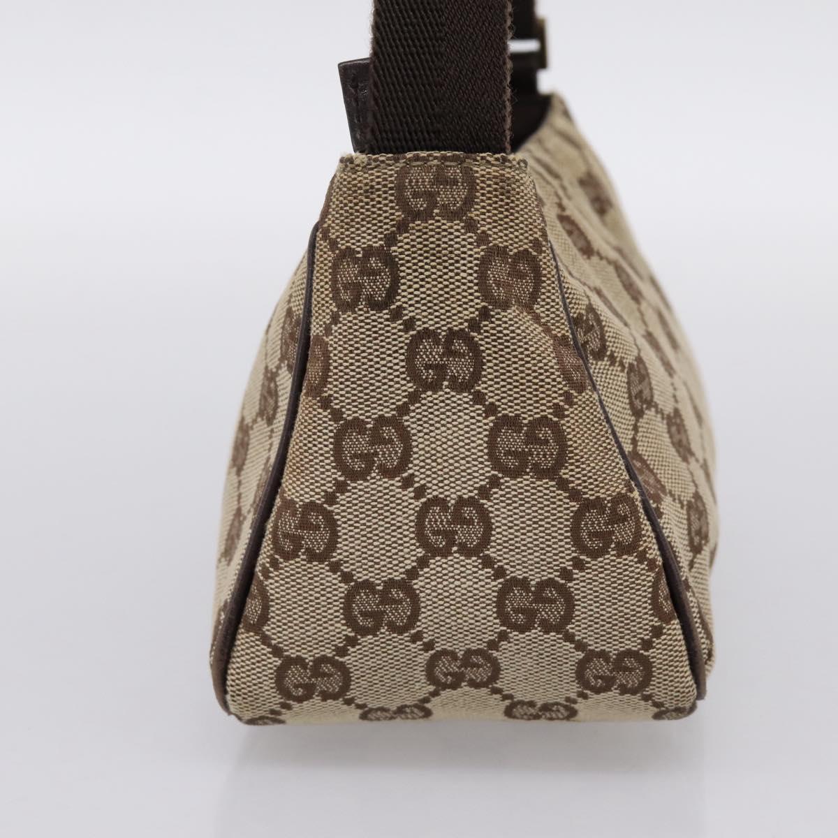 GUCCI GG Canvas Hand Bag Beige Gold Tone 106644 Auth 201203A