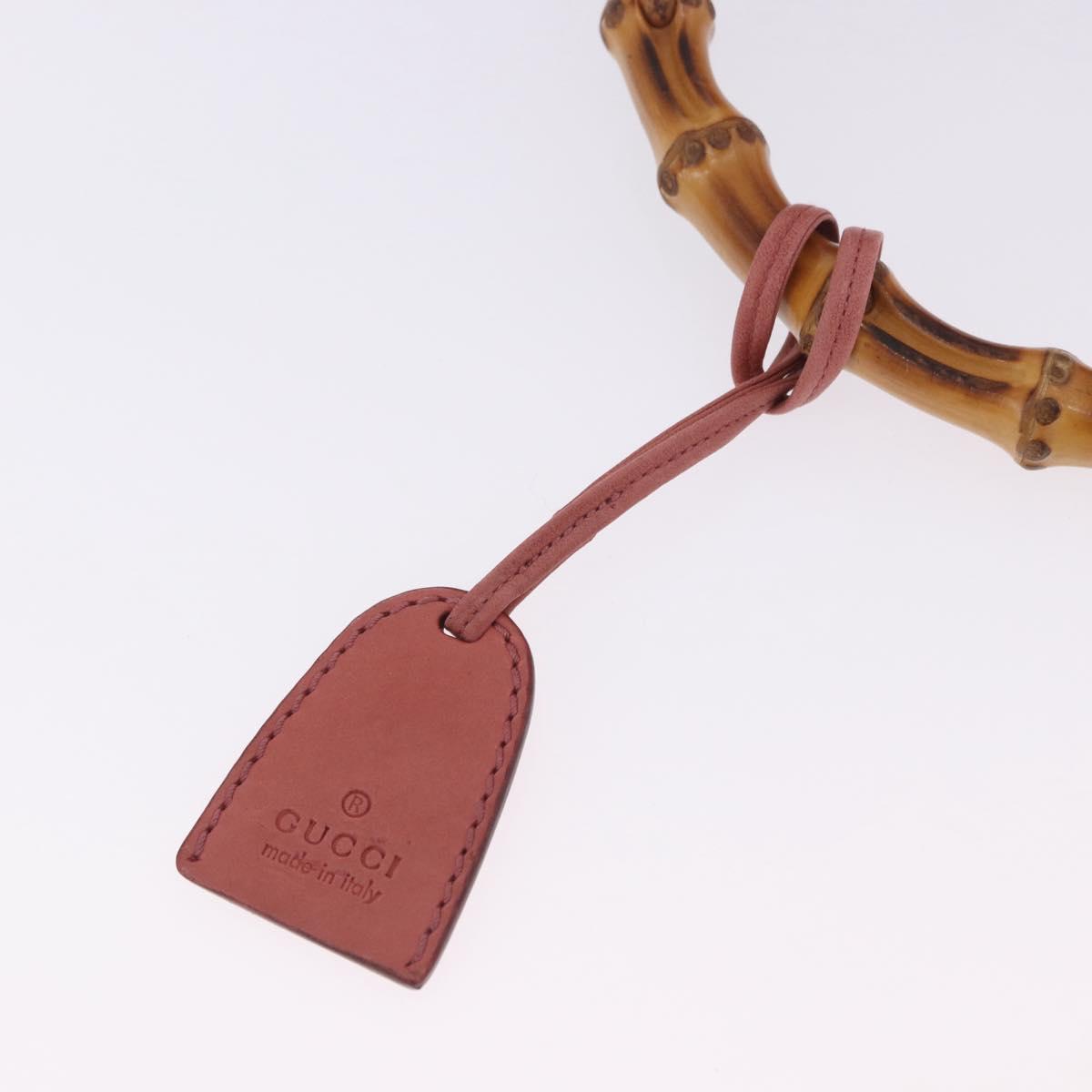 GUCCI Bamboo Hand Bag Leather Pink Gold 95231 Auth 201206V