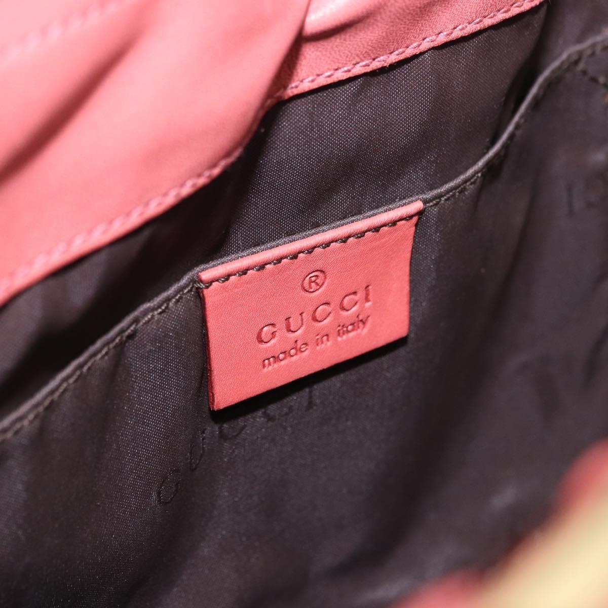 GUCCI Bamboo Hand Bag Leather Pink Gold 95231 Auth 201206V
