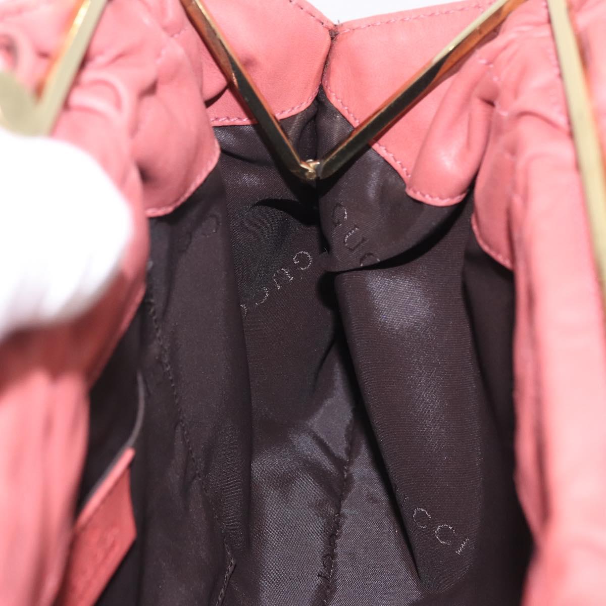 GUCCI Bamboo Hand Bag Leather Pink Gold 95231 Auth 201206V