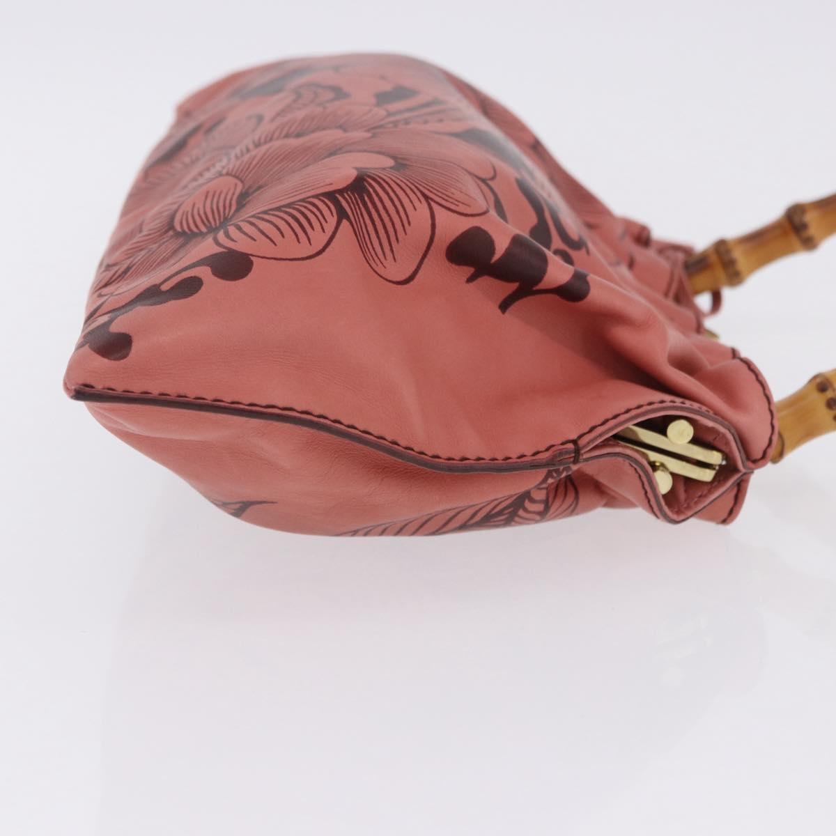 GUCCI Bamboo Hand Bag Leather Pink Gold 95231 Auth 201206V