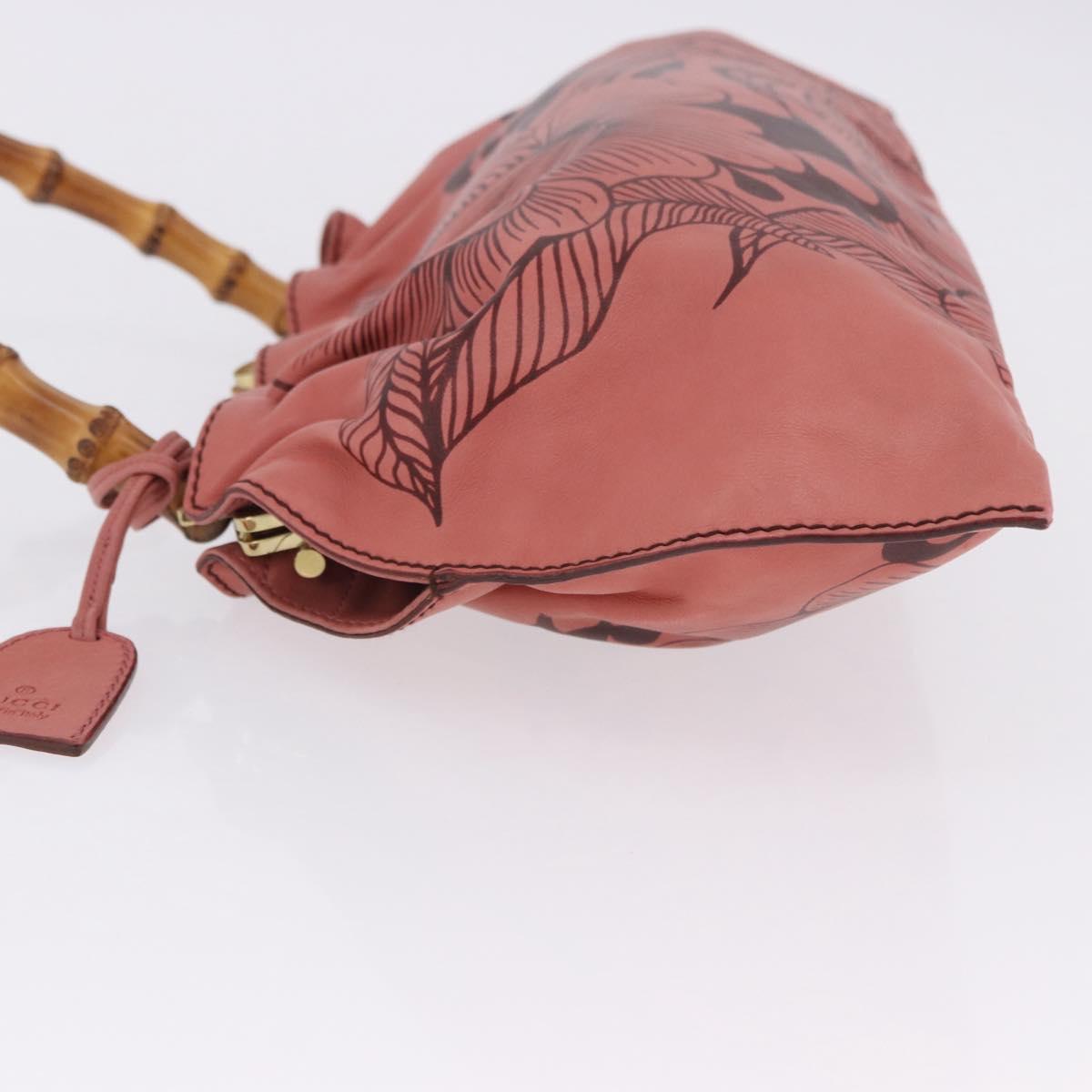 GUCCI Bamboo Hand Bag Leather Pink Gold 95231 Auth 201206V