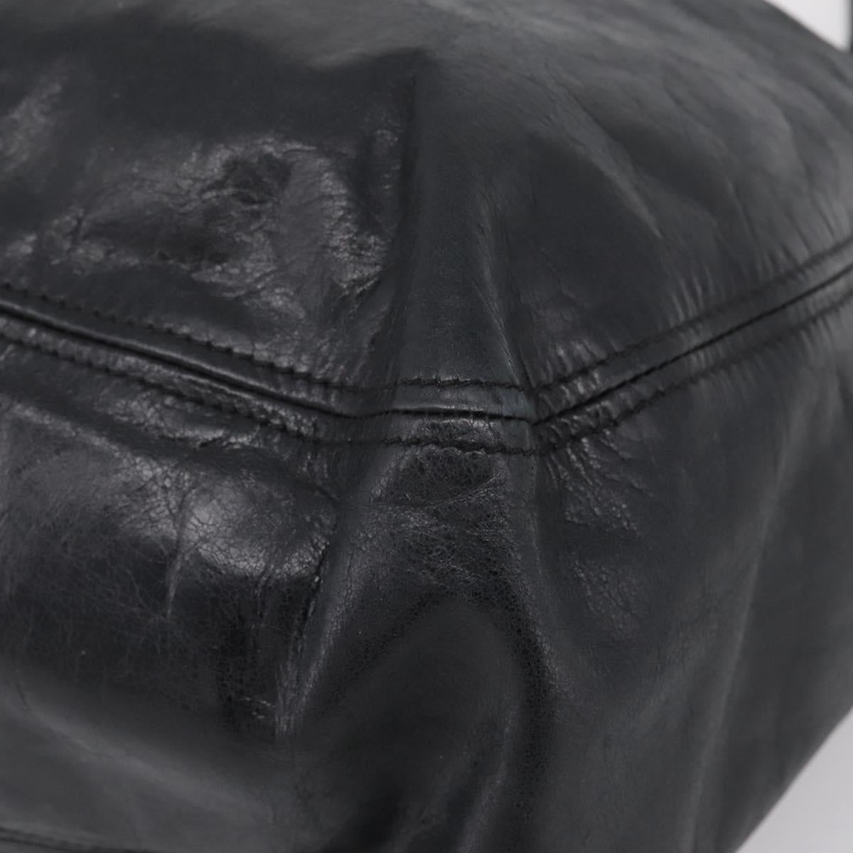 Miu Miu Tote Bag Leather Black Silver Auth 201207A