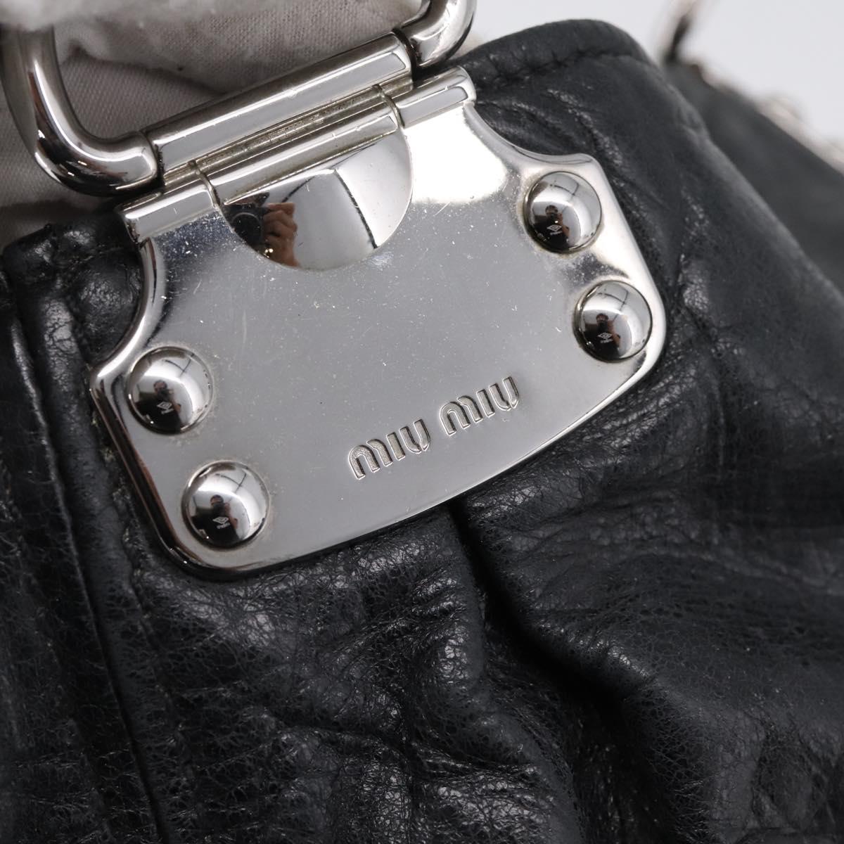 Miu Miu Tote Bag Leather Black Silver Auth 201207A