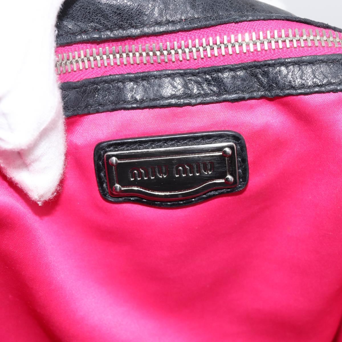 Miu Miu Tote Bag Leather Black Silver Auth 201207A