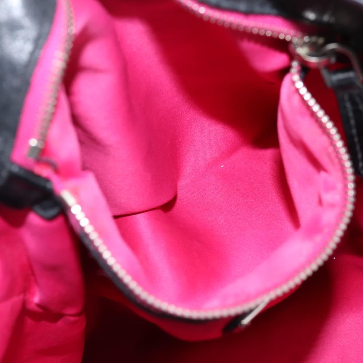 Miu Miu Tote Bag Leather Black Silver Auth 201207A