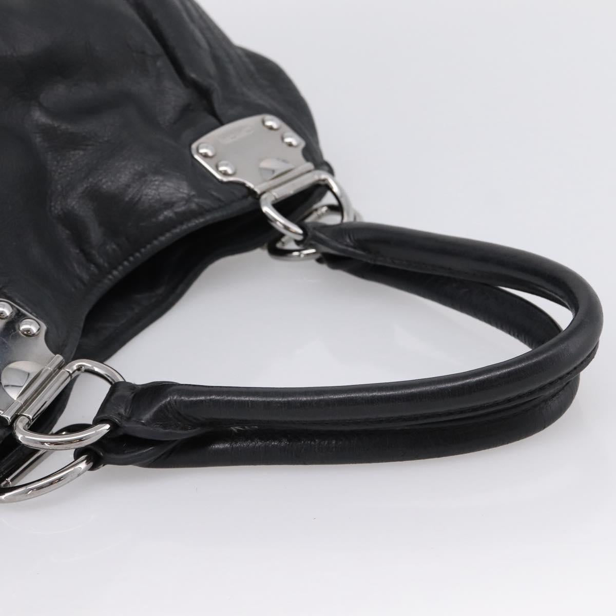 Miu Miu Tote Bag Leather Black Silver Auth 201207A