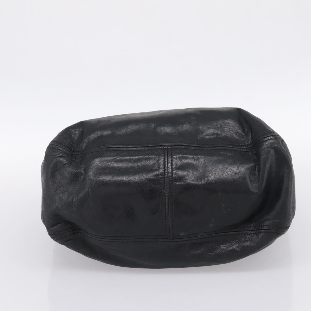Miu Miu Tote Bag Leather Black Silver Auth 201207A
