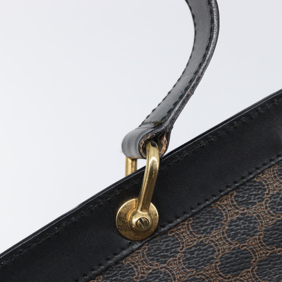 CELINE Macadam Hand Bag PVC Leather Black Gold Tone Auth 201208