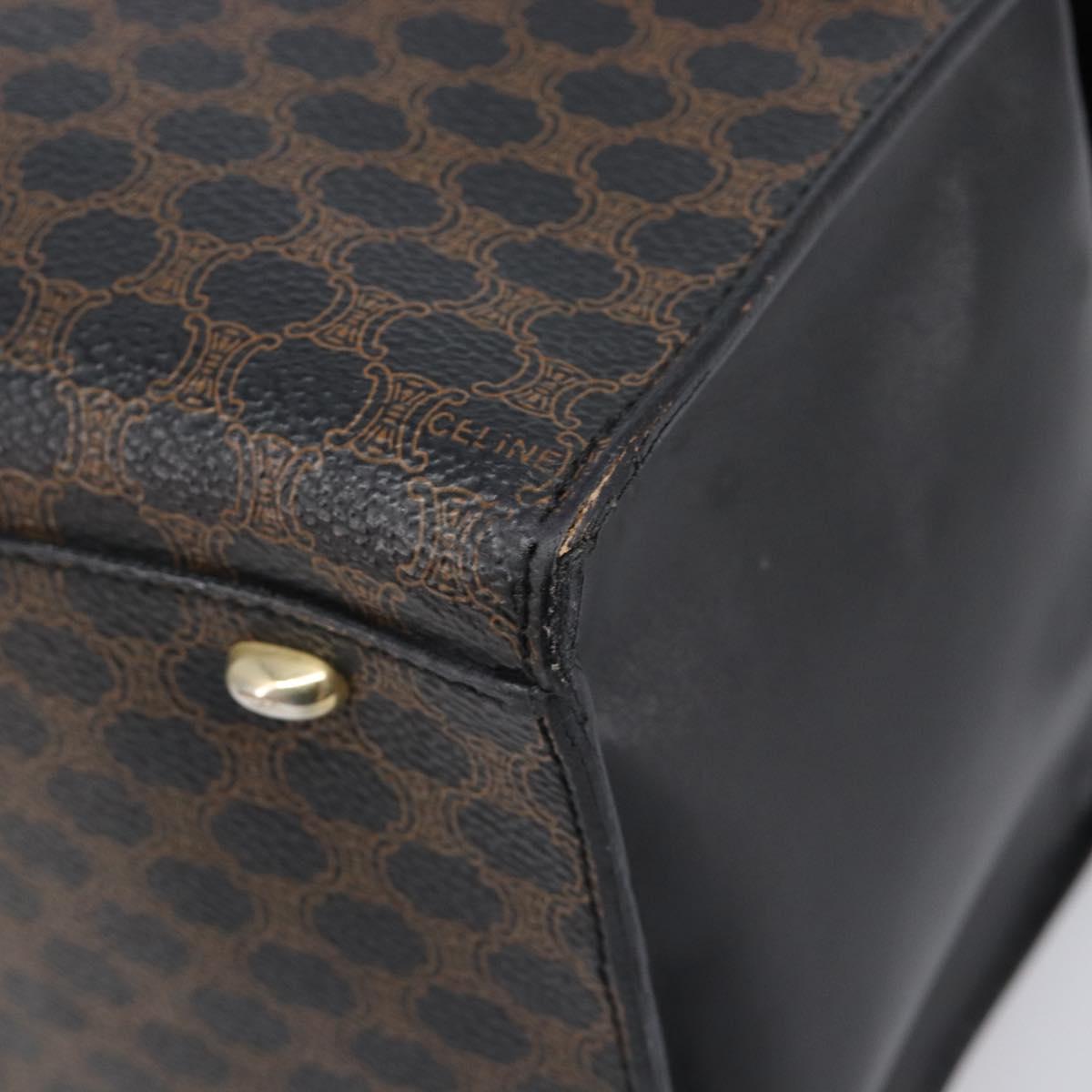 CELINE Macadam Hand Bag PVC Leather Black Gold Tone Auth 201208