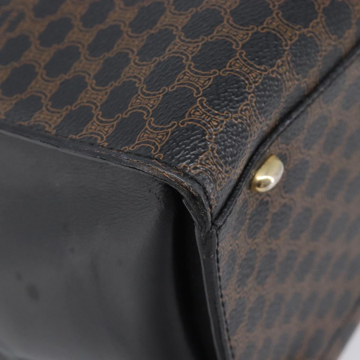 CELINE Macadam Hand Bag PVC Leather Black Gold Tone Auth 201208