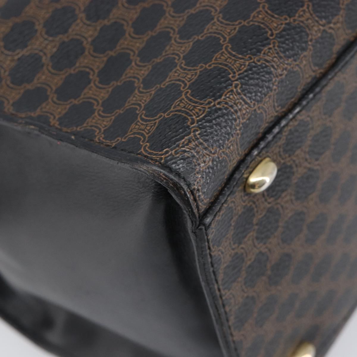 CELINE Macadam Hand Bag PVC Leather Black Gold Tone Auth 201208