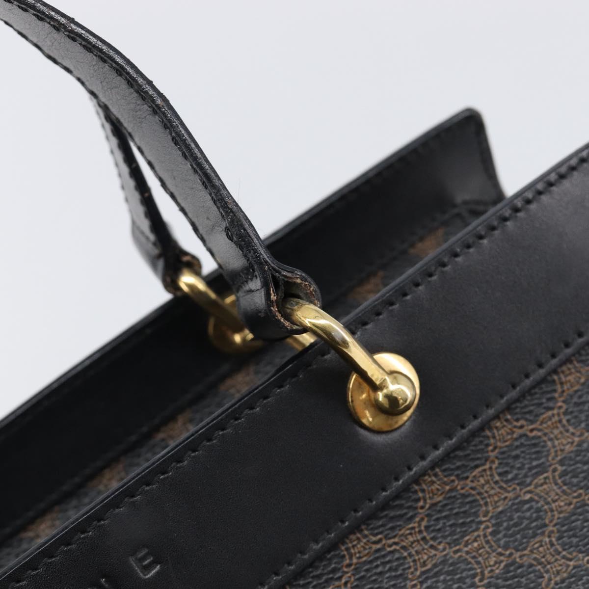 CELINE Macadam Hand Bag PVC Leather Black Gold Tone Auth 201208