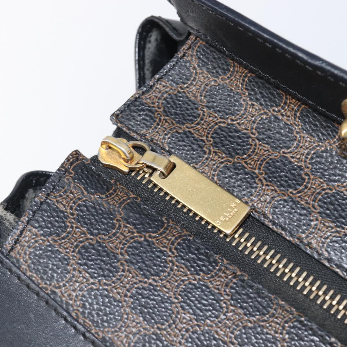 CELINE Macadam Hand Bag PVC Leather Black Gold Tone Auth 201208
