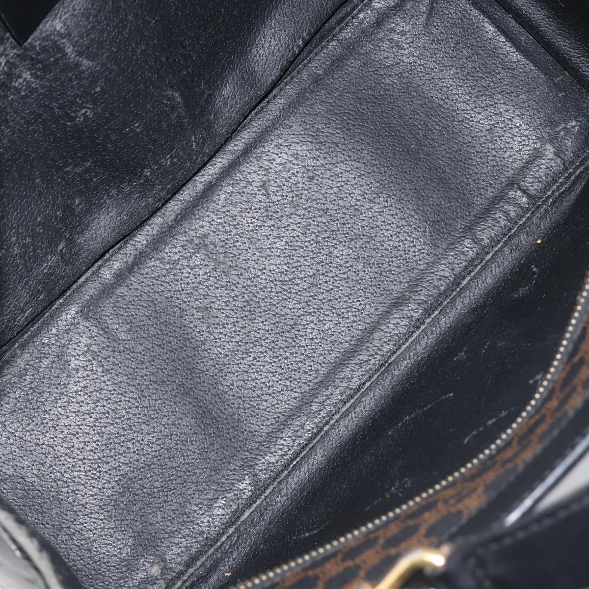 CELINE Macadam Hand Bag PVC Leather Black Gold Tone Auth 201208