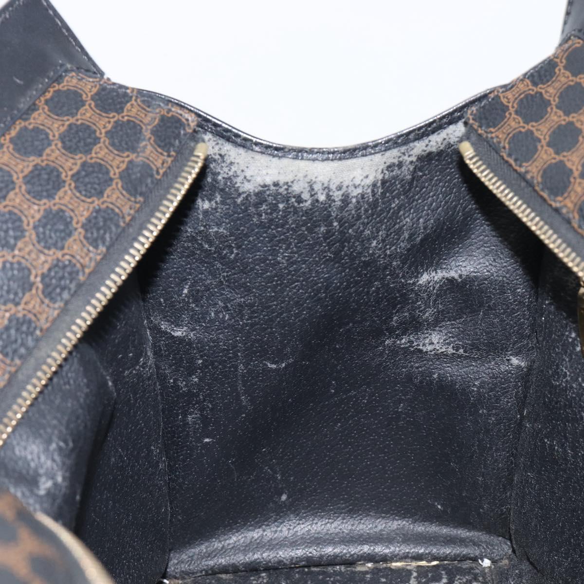 CELINE Macadam Hand Bag PVC Leather Black Gold Tone Auth 201208