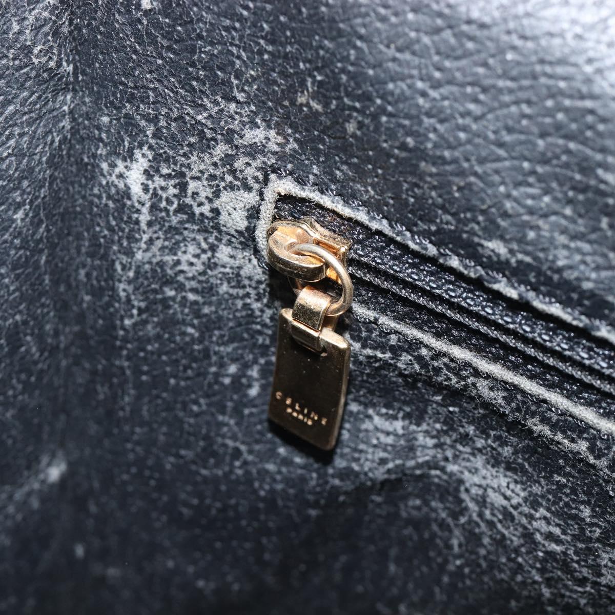 CELINE Macadam Hand Bag PVC Leather Black Gold Tone Auth 201208
