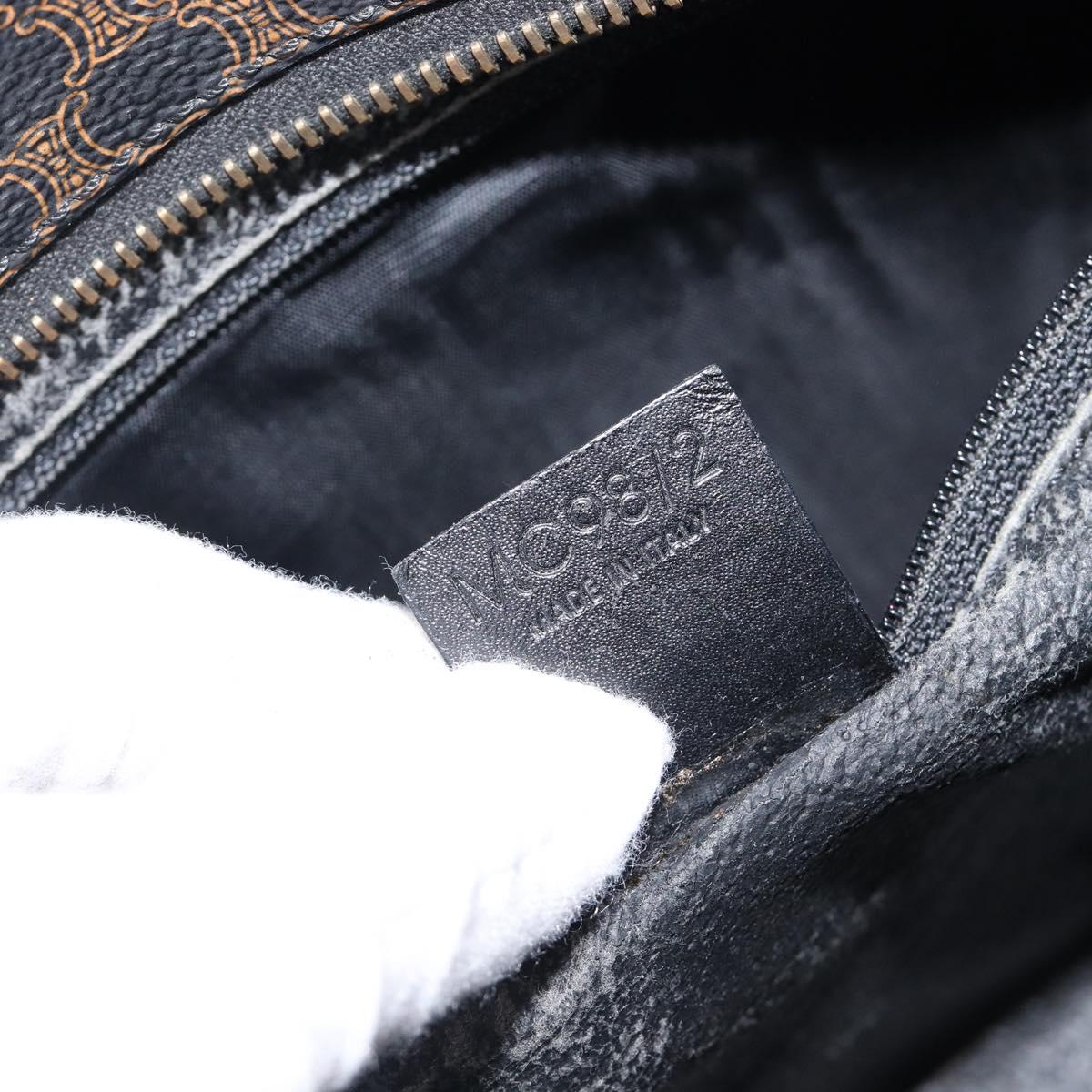CELINE Macadam Hand Bag PVC Leather Black Gold Tone Auth 201208