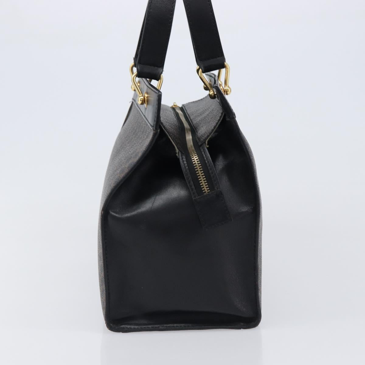 CELINE Macadam Hand Bag PVC Leather Black Gold Tone Auth 201208