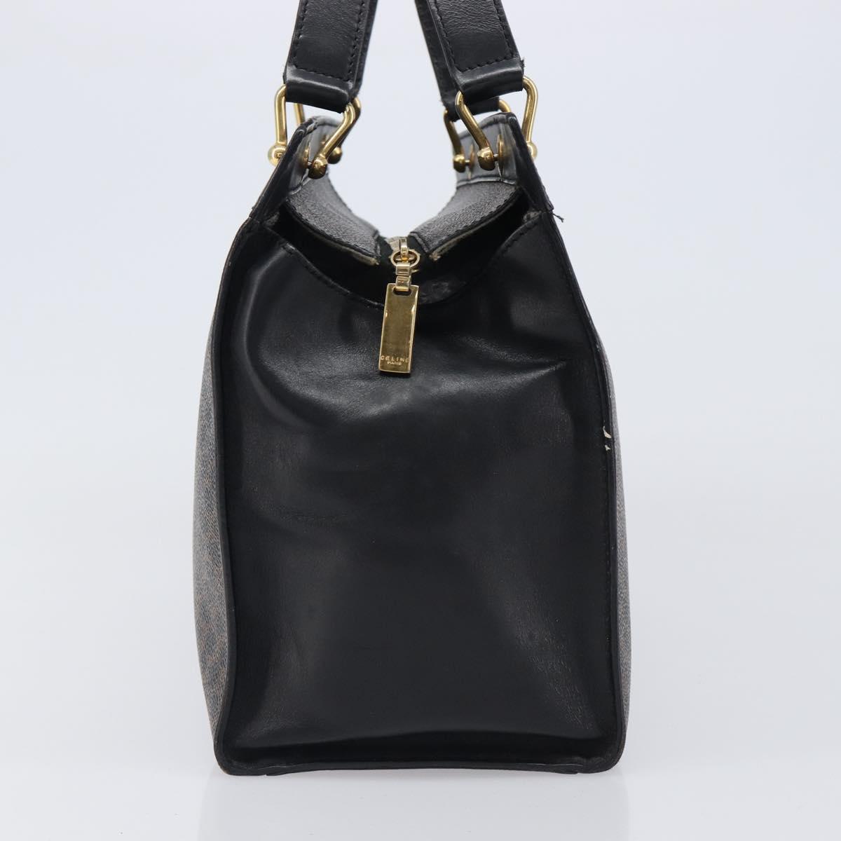 CELINE Macadam Hand Bag PVC Leather Black Gold Tone Auth 201208