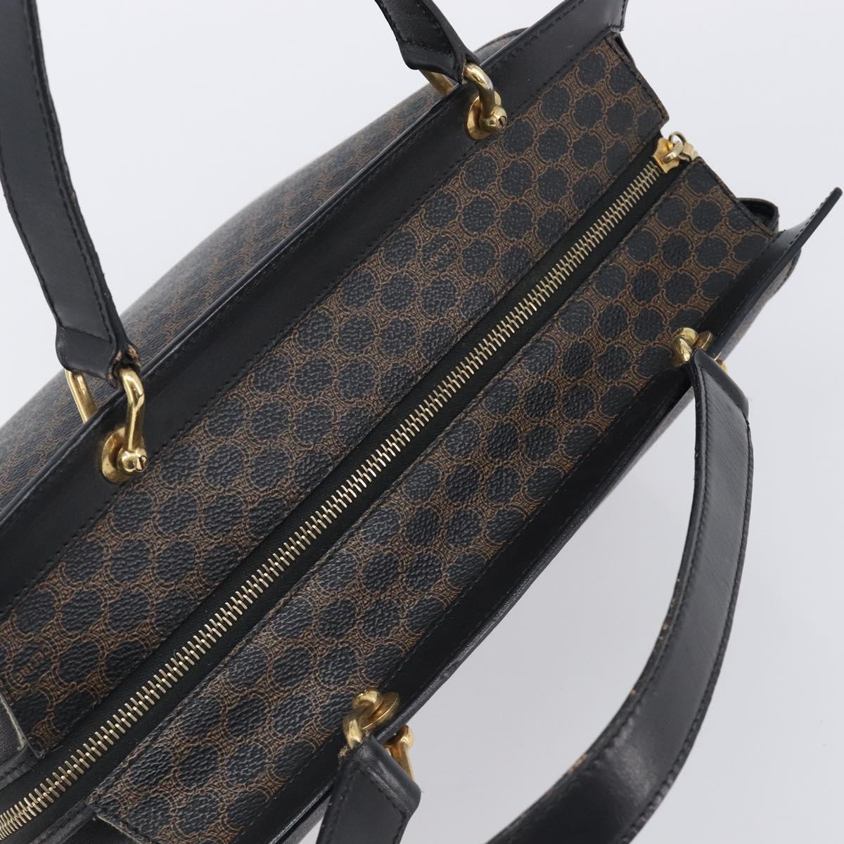 CELINE Macadam Hand Bag PVC Leather Black Gold Tone Auth 201208