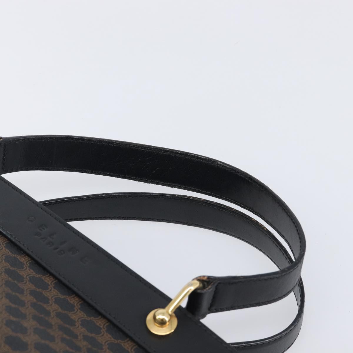 CELINE Macadam Hand Bag PVC Leather Black Gold Tone Auth 201208