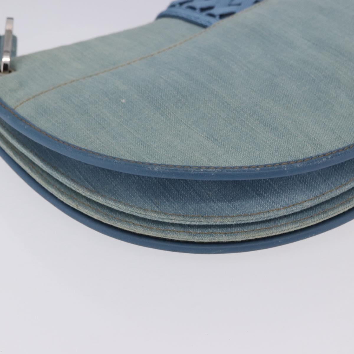 Christian Dior Admit It Shoulder Bag Denim Light Blue Silver Auth 201218V