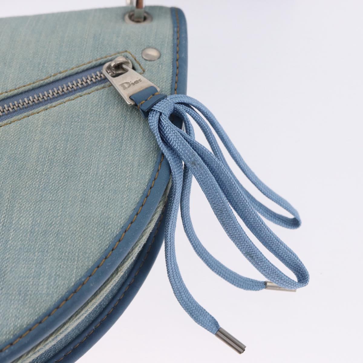 Christian Dior Admit It Shoulder Bag Denim Light Blue Silver Auth 201218V