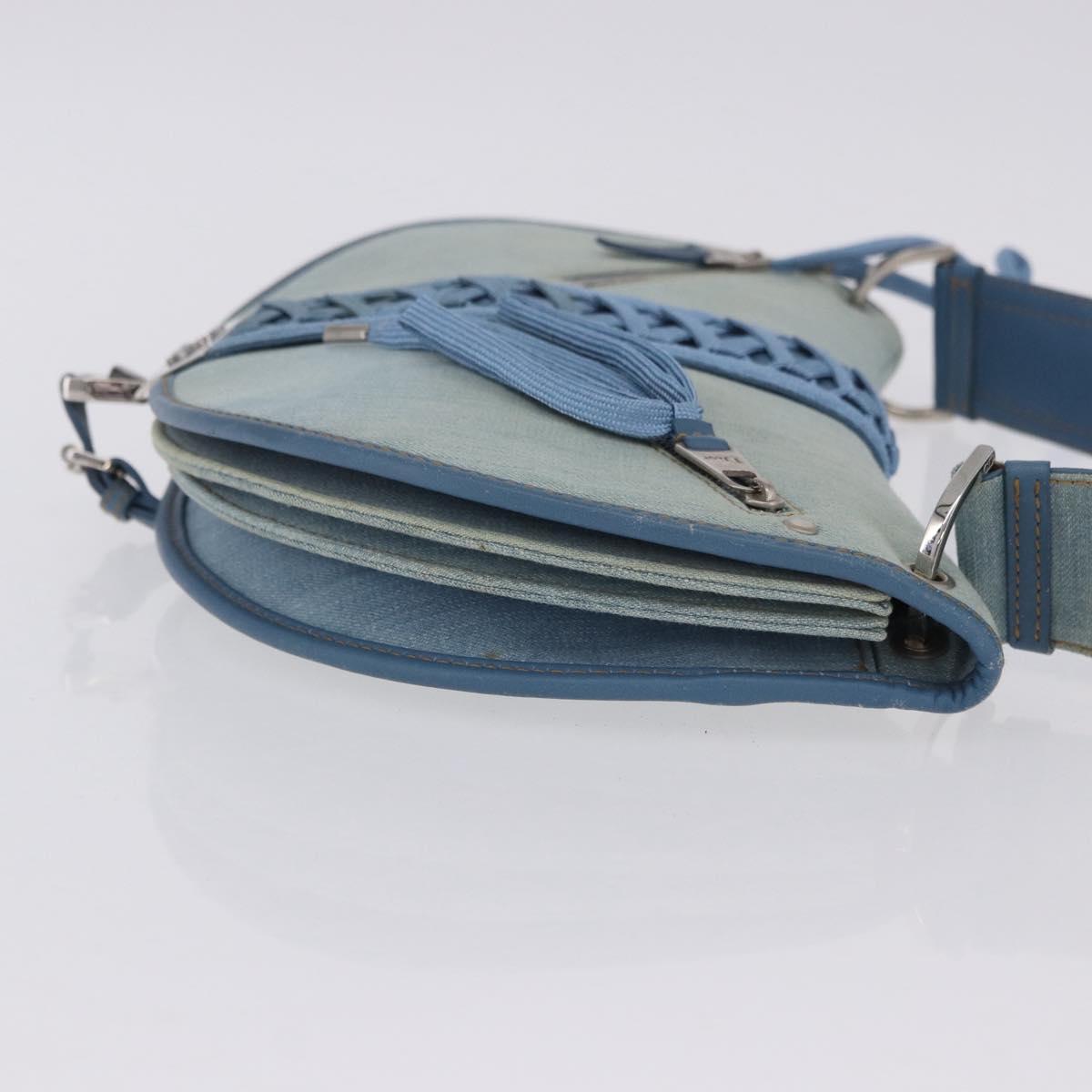 Christian Dior Admit It Shoulder Bag Denim Light Blue Silver Auth 201218V