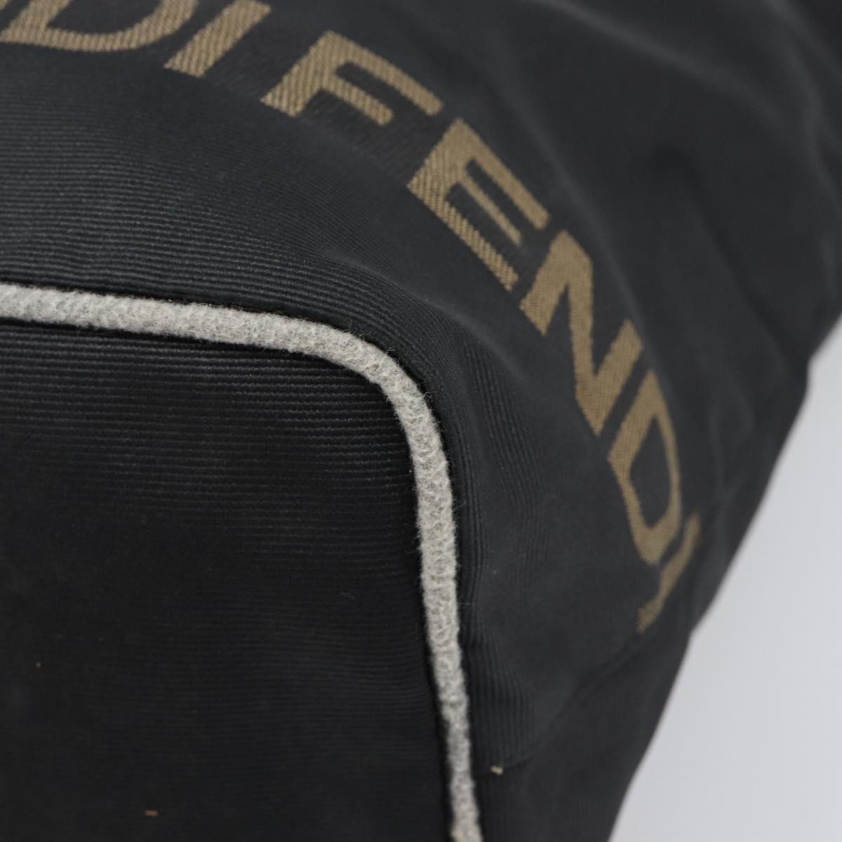 FENDI Hand Bag Canvas Black Silver Auth 201220