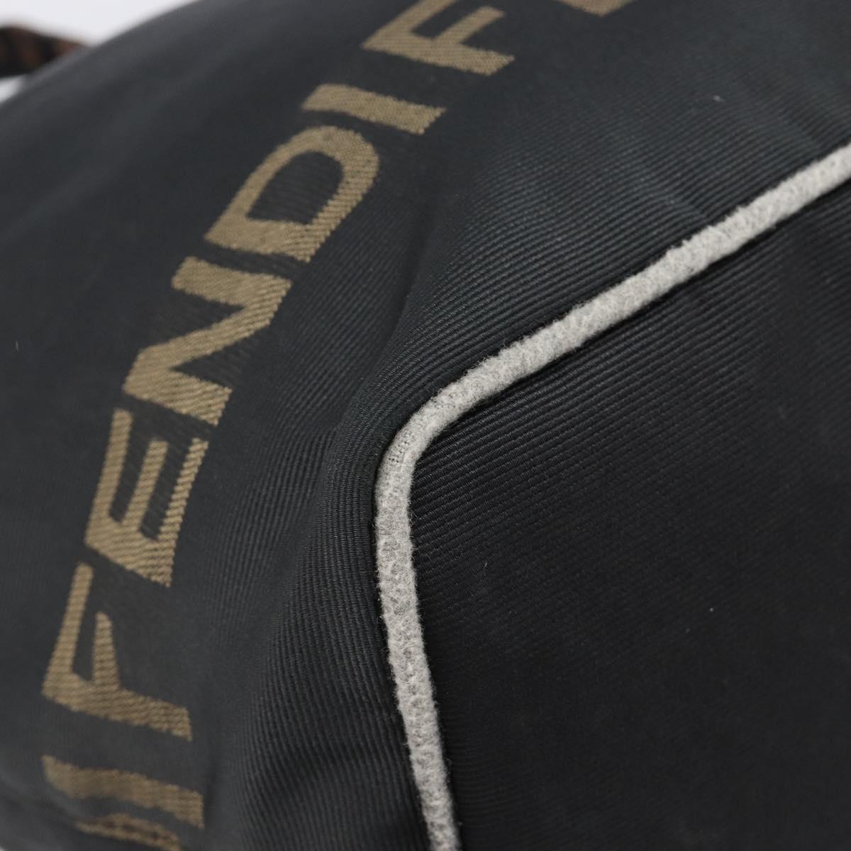 FENDI Hand Bag Canvas Black Silver Auth 201220