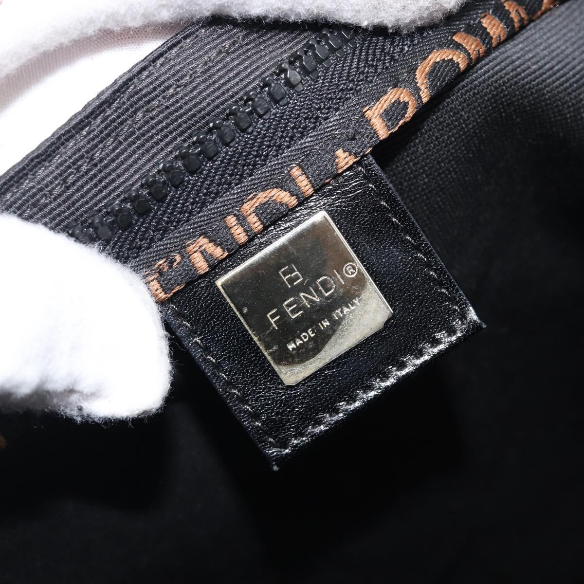 FENDI Hand Bag Canvas Black Silver Auth 201220