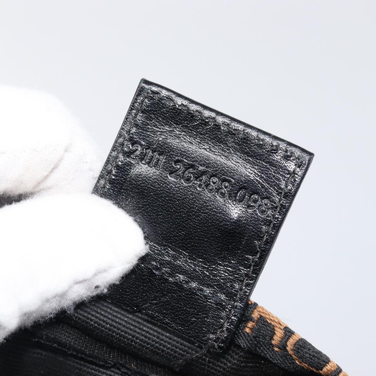 FENDI Hand Bag Canvas Black Silver Auth 201220