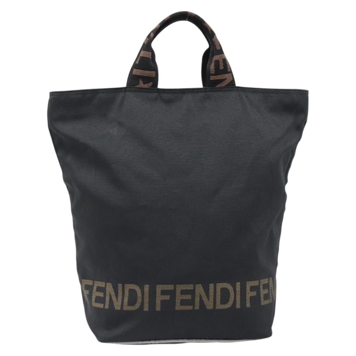 FENDI Hand Bag Canvas Black Silver Auth 201220