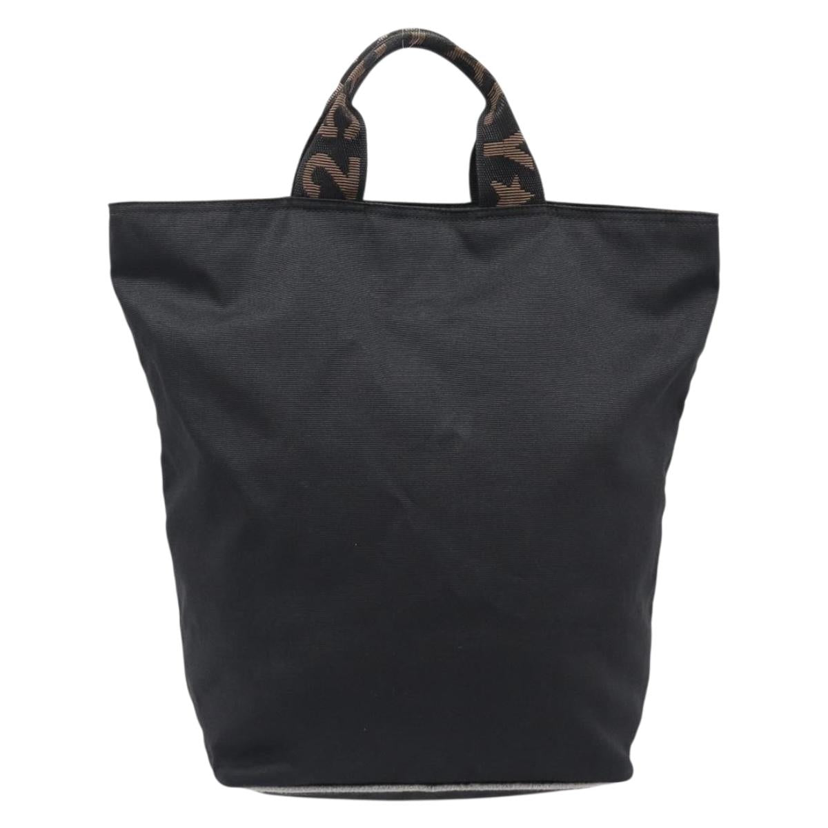 FENDI Hand Bag Canvas Black Silver Auth 201220