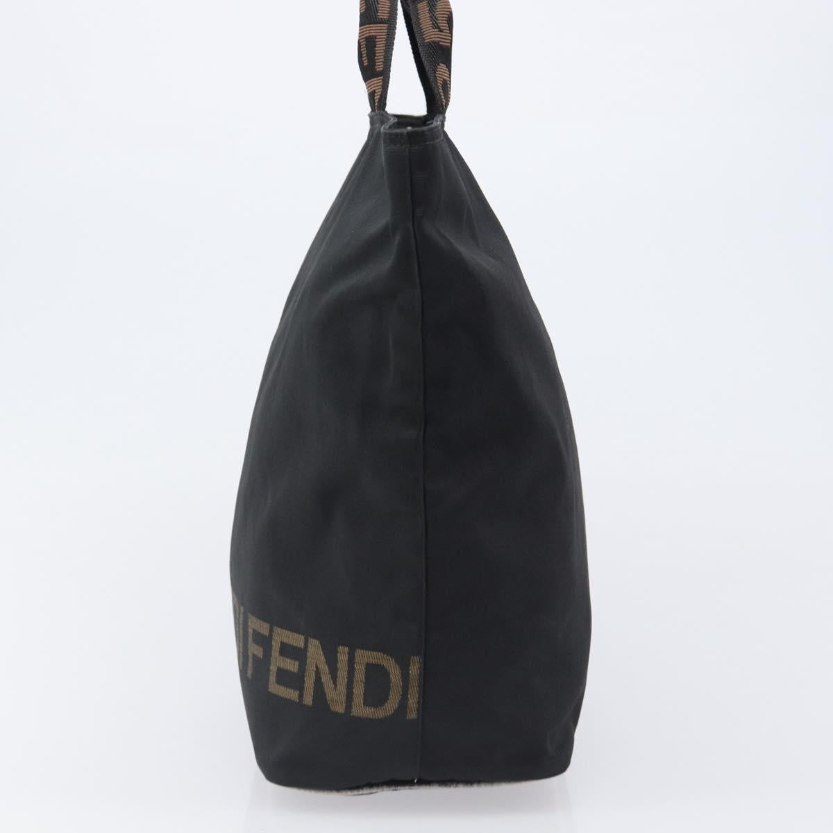 FENDI Hand Bag Canvas Black Silver Auth 201220