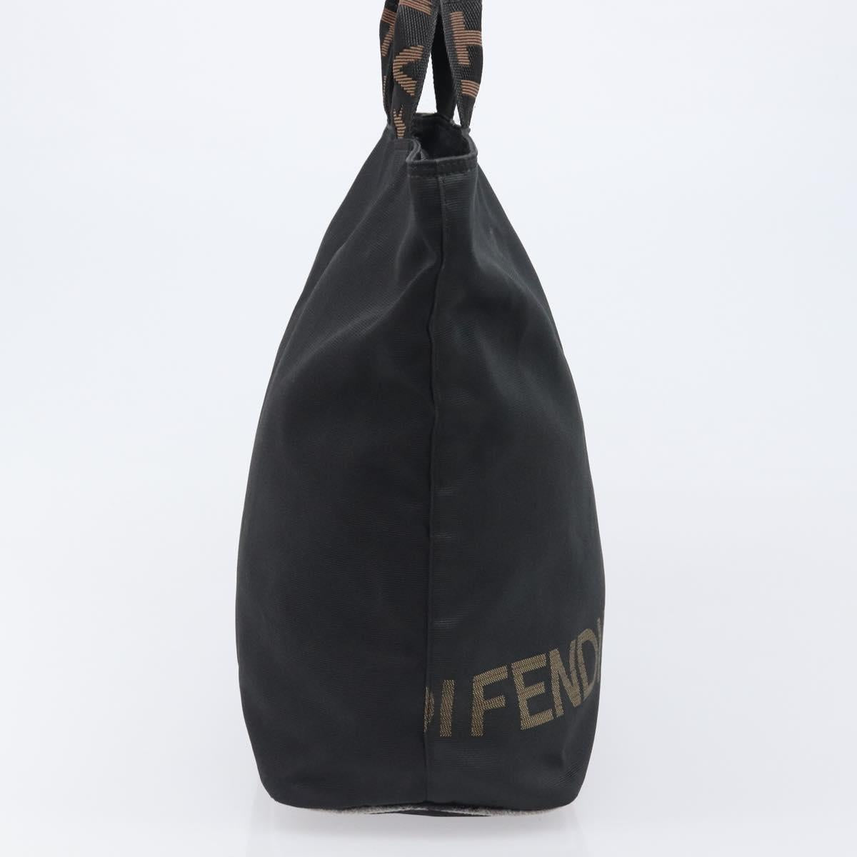 FENDI Hand Bag Canvas Black Silver Auth 201220