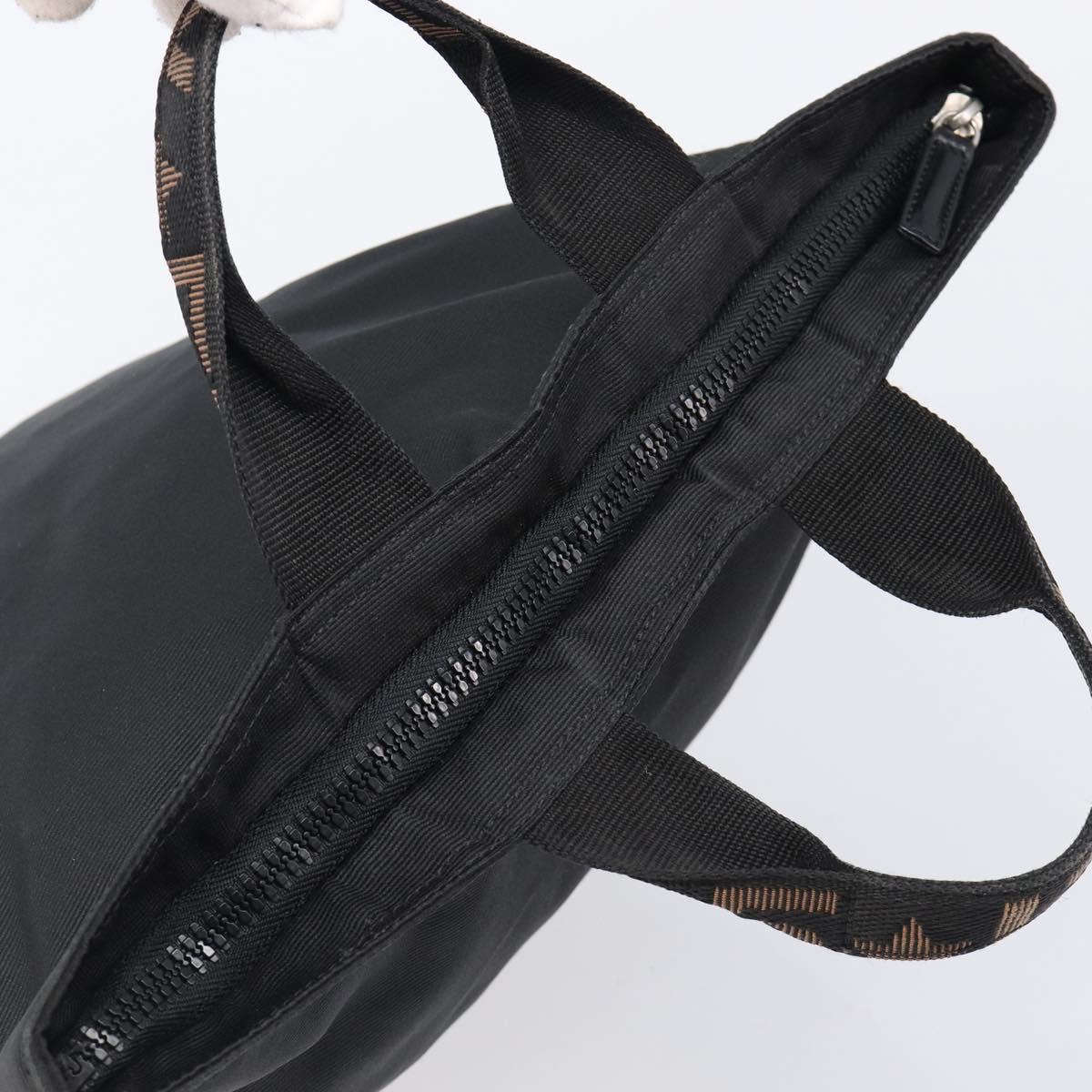 FENDI Hand Bag Canvas Black Silver Auth 201220