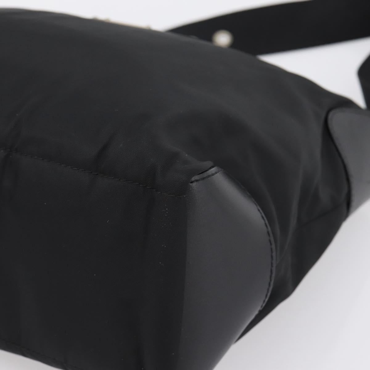 PRADA Shoulder Bag Nylon Black Silver Auth 201223A