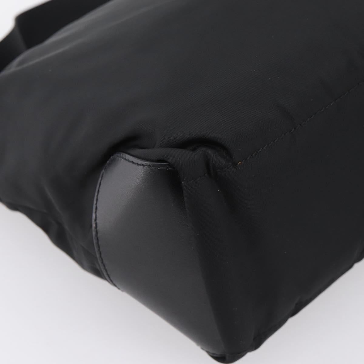 PRADA Shoulder Bag Nylon Black Silver Auth 201223A