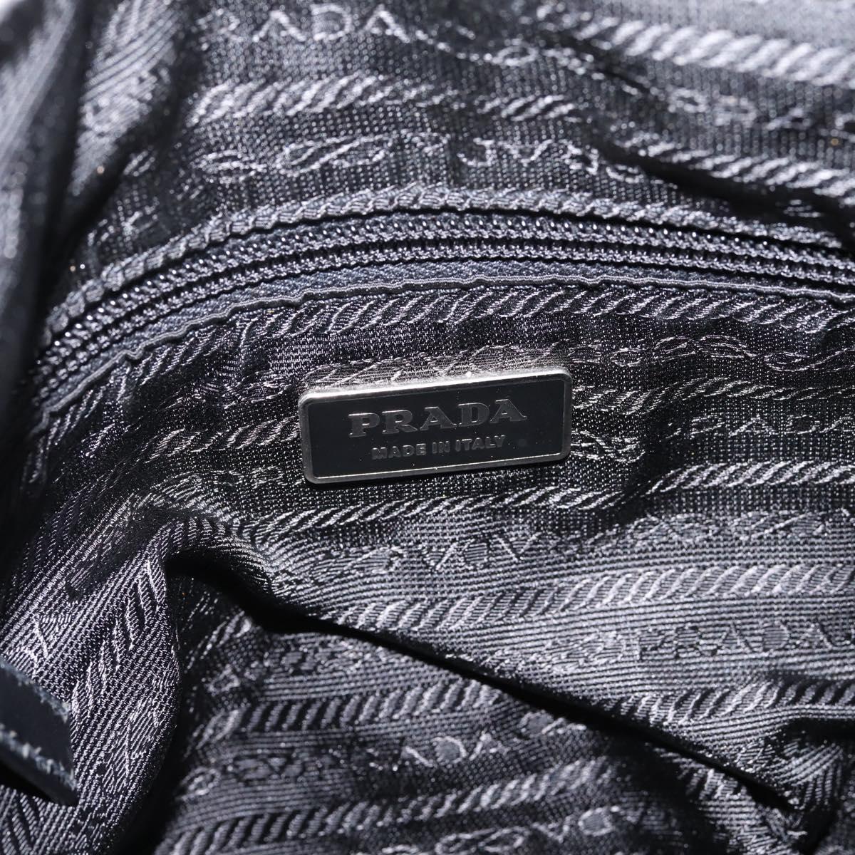 PRADA Shoulder Bag Nylon Black Silver Auth 201223A