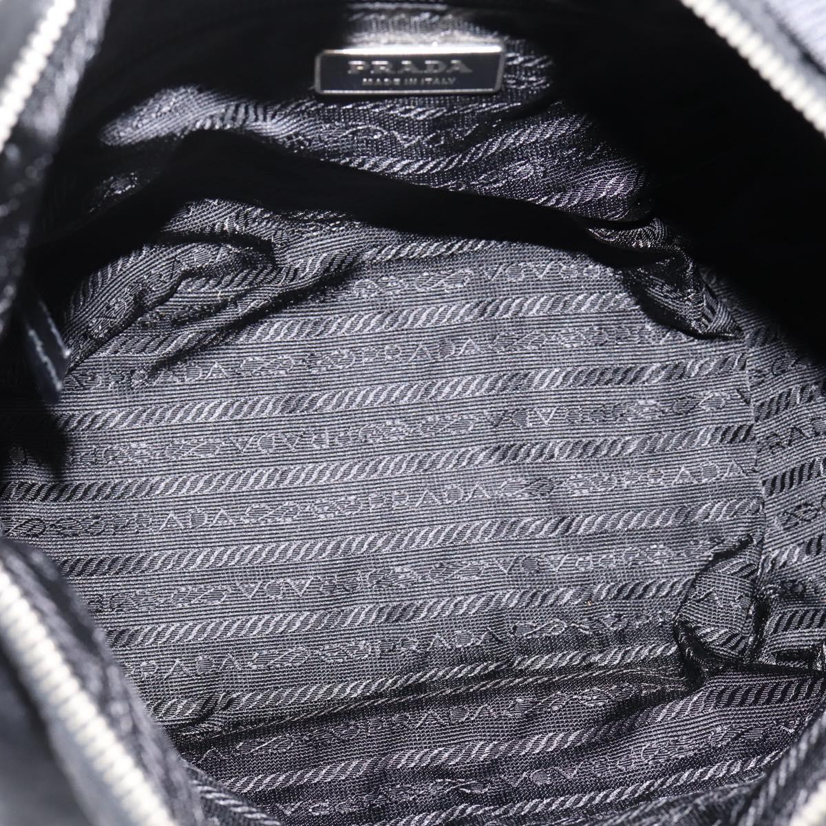 PRADA Shoulder Bag Nylon Black Silver Auth 201223A