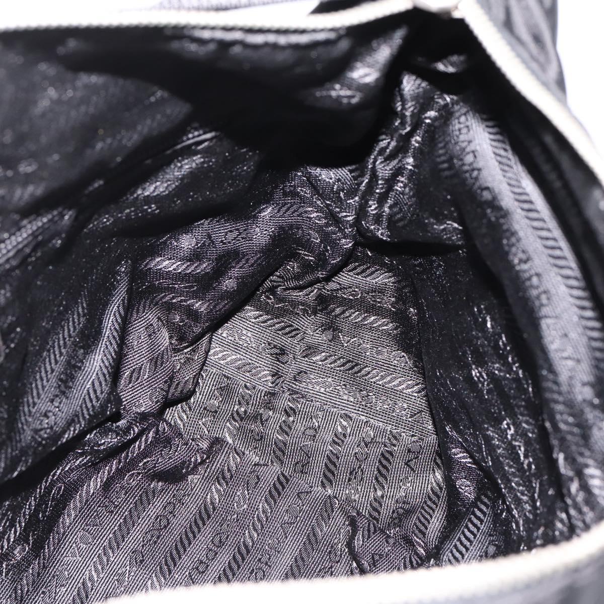 PRADA Shoulder Bag Nylon Black Silver Auth 201223A